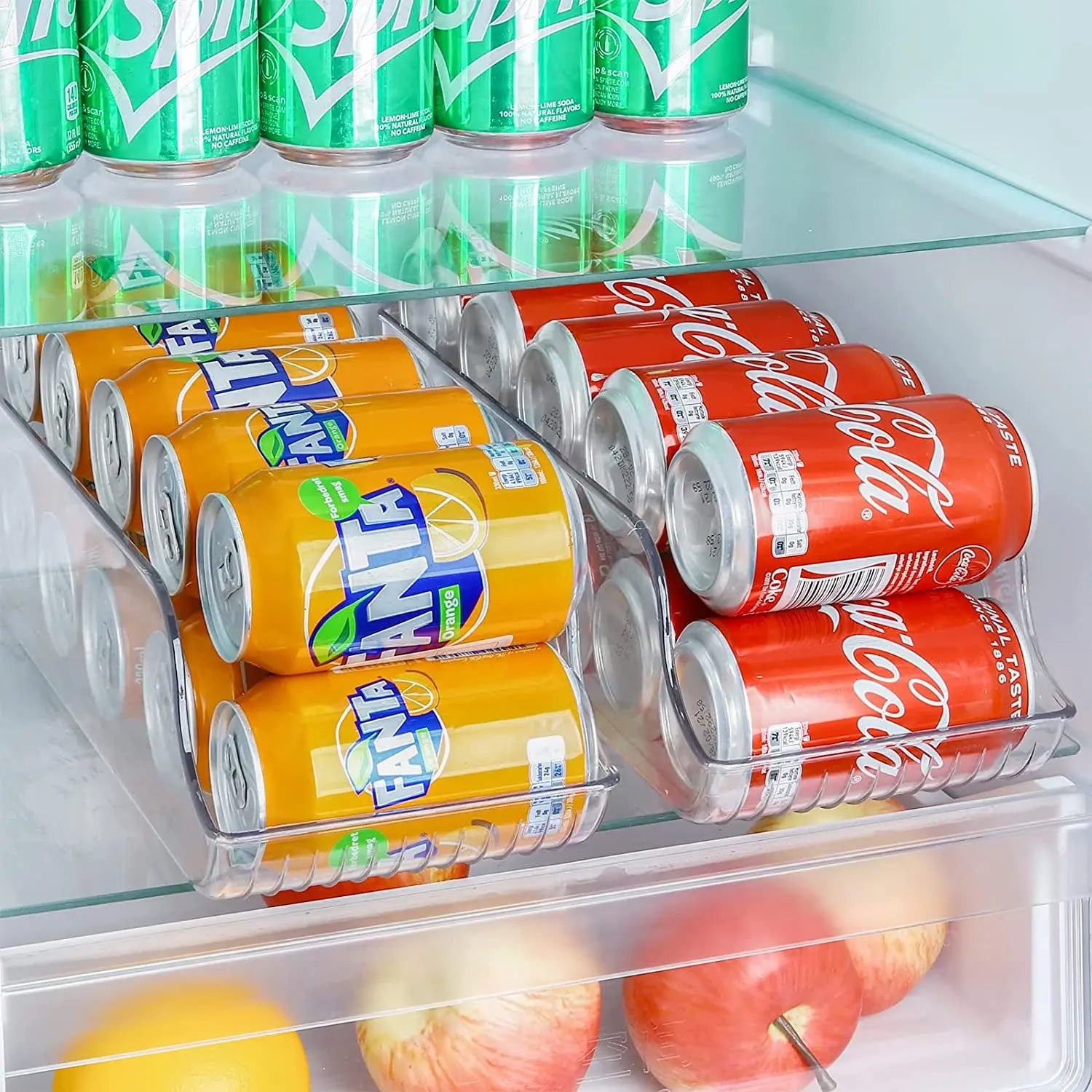 2 Pack Can Drink Dispenser Organizer for Refrigerator, Clear Plastic Soda Pop Can Holder Container Storage Bin for Fridge Freezer Pantry Cabinet Kitchen -For Standard Can